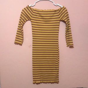 Yellow with red and white stripes pattern dress